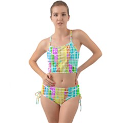 Abstract Squares Background Network Mini Tank Bikini Set by Sapixe