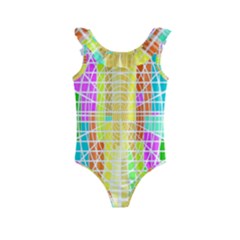 Abstract Squares Background Network Kids  Frill Swimsuit