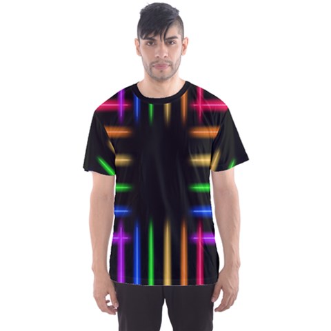 Neon Light Abstract Pattern Lines Men s Sports Mesh Tee by Sapixe