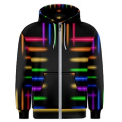 Neon Light Abstract Pattern Lines Men s Zipper Hoodie by Sapixe