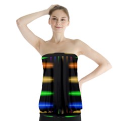 Neon Light Abstract Pattern Lines Strapless Top