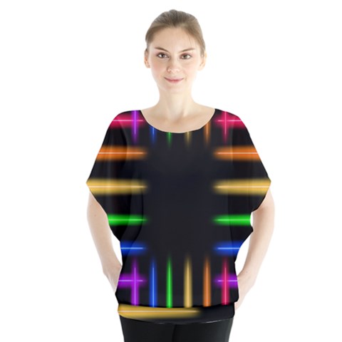 Neon Light Abstract Pattern Lines Blouse by Sapixe