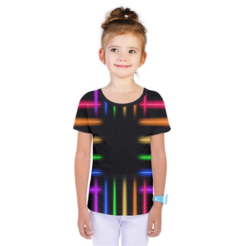 Neon Light Abstract Pattern Lines Kids  One Piece Tee by Sapixe