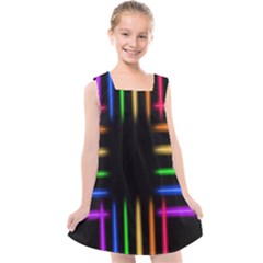 Neon Light Abstract Pattern Lines Kids  Cross Back Dress