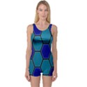 Hexagon Background Geometric Mosaic One Piece Boyleg Swimsuit View1