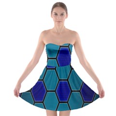 Hexagon Background Geometric Mosaic Strapless Bra Top Dress by Sapixe