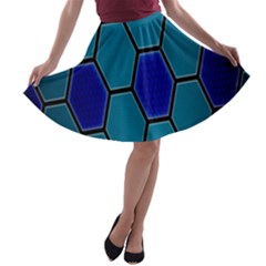 Hexagon Background Geometric Mosaic A-line Skater Skirt by Sapixe