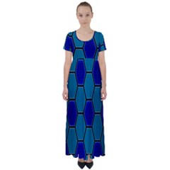 Hexagon Background Geometric Mosaic High Waist Short Sleeve Maxi Dress by Sapixe