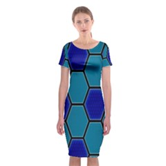 Hexagon Background Geometric Mosaic Classic Short Sleeve Midi Dress by Sapixe