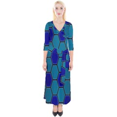 Hexagon Background Geometric Mosaic Quarter Sleeve Wrap Maxi Dress by Sapixe