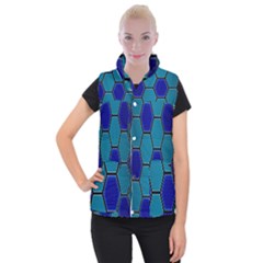 Hexagon Background Geometric Mosaic Women s Button Up Vest by Sapixe