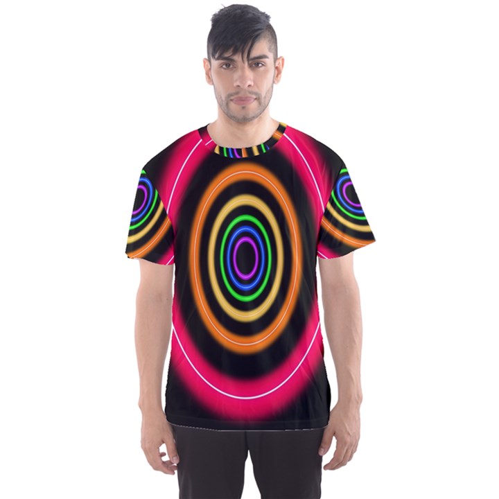 Neon Light Abstract Pattern Lines Men s Sports Mesh Tee