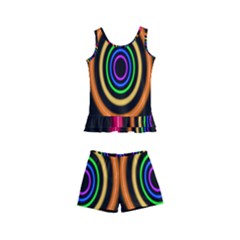 Neon Light Abstract Pattern Lines Kid s Boyleg Swimsuit