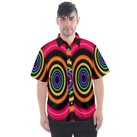 Neon Light Abstract Pattern Lines Men s Short Sleeve Shirt by Sapixe