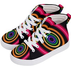 Neon Light Abstract Pattern Lines Kid s Hi-top Skate Sneakers by Sapixe