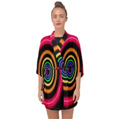 Neon Light Abstract Pattern Lines Half Sleeve Chiffon Kimono