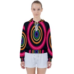 Neon Light Abstract Pattern Lines Women s Tie Up Sweat