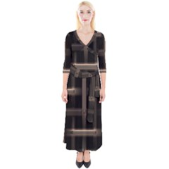 Metal Pattern Background Texture Quarter Sleeve Wrap Maxi Dress