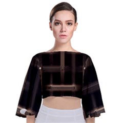 Metal Pattern Background Texture Tie Back Butterfly Sleeve Chiffon Top