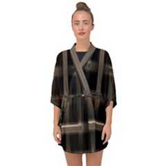 Metal Pattern Background Texture Half Sleeve Chiffon Kimono