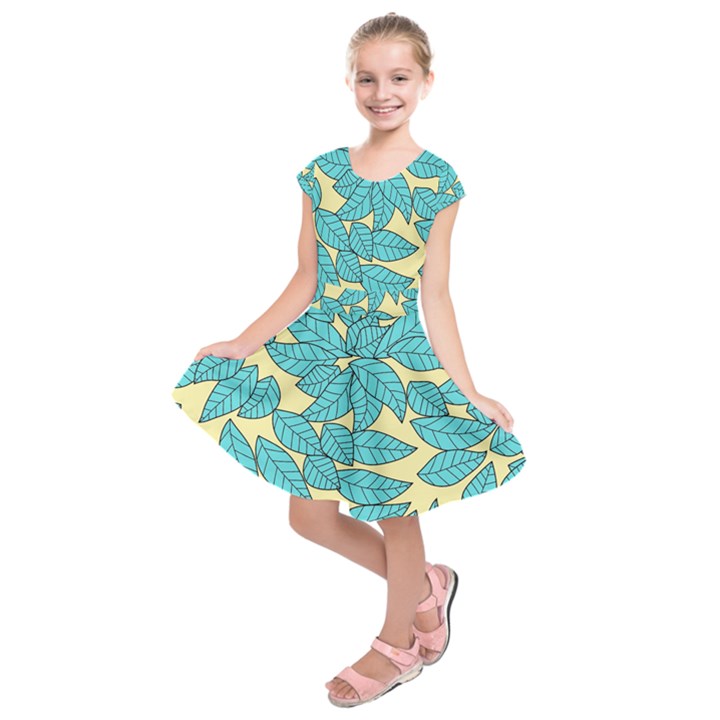 Leaves Dried Leaves Stamping Kids  Short Sleeve Dress