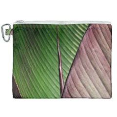 Leaf Banana Leaf Greenish Lines Canvas Cosmetic Bag (xxl)