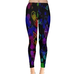 Rainbow Pattern Geometric Texture Leggings  by Sapixe