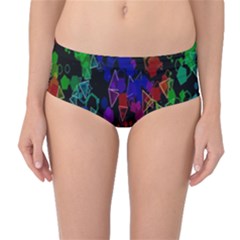 Rainbow Pattern Geometric Texture Mid-waist Bikini Bottoms by Sapixe