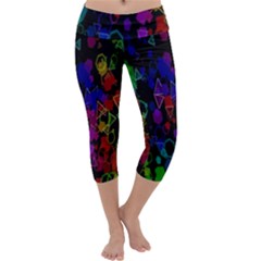 Rainbow Pattern Geometric Texture Capri Yoga Leggings by Sapixe