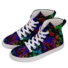 Rainbow Pattern Geometric Texture Men s Hi-top Skate Sneakers by Sapixe