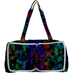 Rainbow Pattern Geometric Texture Multi Function Bag	