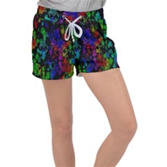 Rainbow Pattern Geometric Texture Women s Velour Lounge Shorts by Sapixe