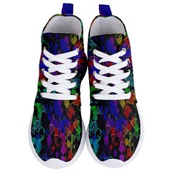 Rainbow Pattern Geometric Texture Women s Lightweight High Top Sneakers