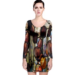 Tiffany Window Colorful Pattern Long Sleeve Bodycon Dress by Sapixe