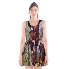 Tiffany Window Colorful Pattern Scoop Neck Skater Dress by Sapixe