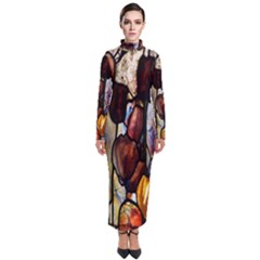 Tiffany Window Colorful Pattern Turtleneck Maxi Dress by Sapixe