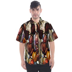 Tiffany Window Colorful Pattern Men s Short Sleeve Shirt