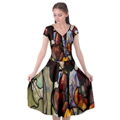 Tiffany Window Colorful Pattern Cap Sleeve Wrap Front Dress by Sapixe