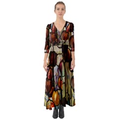 Tiffany Window Colorful Pattern Button Up Boho Maxi Dress by Sapixe