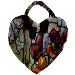 Tiffany Window Colorful Pattern Giant Heart Shaped Tote by Sapixe