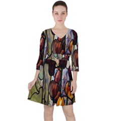 Tiffany Window Colorful Pattern Ruffle Dress by Sapixe