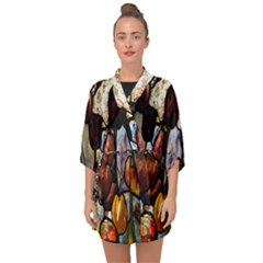 Tiffany Window Colorful Pattern Half Sleeve Chiffon Kimono by Sapixe