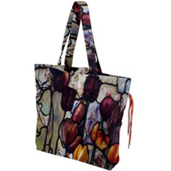 Tiffany Window Colorful Pattern Drawstring Tote Bag by Sapixe