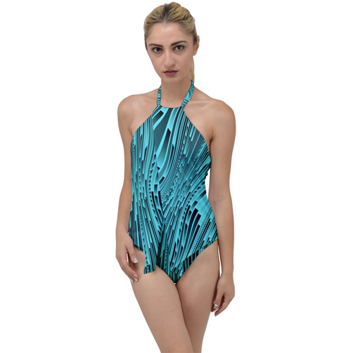 Design Backdrop Abstract Wallpaper Go with the Flow One Piece Swimsuit