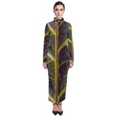 Leaf Abstract Nature Design Plant Turtleneck Maxi Dress by Sapixe