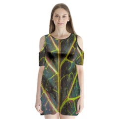 Leaf Abstract Nature Design Plant Shoulder Cutout Velvet One Piece by Sapixe