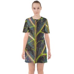 Leaf Abstract Nature Design Plant Sixties Short Sleeve Mini Dress by Sapixe