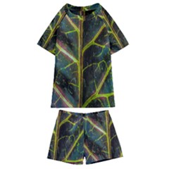 Leaf Abstract Nature Design Plant Kids  Swim Tee And Shorts Set