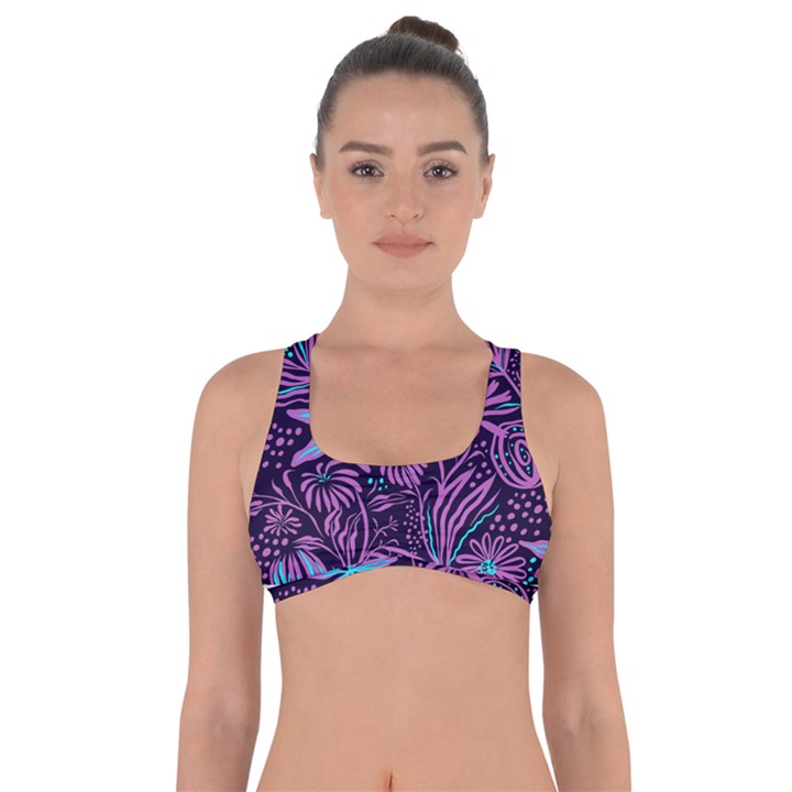 Stamping Pattern Leaves Drawing Got No Strings Sports Bra