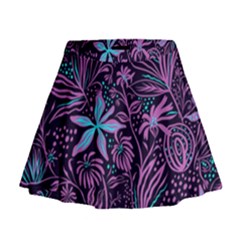 Stamping Pattern Leaves Drawing Mini Flare Skirt by Sapixe